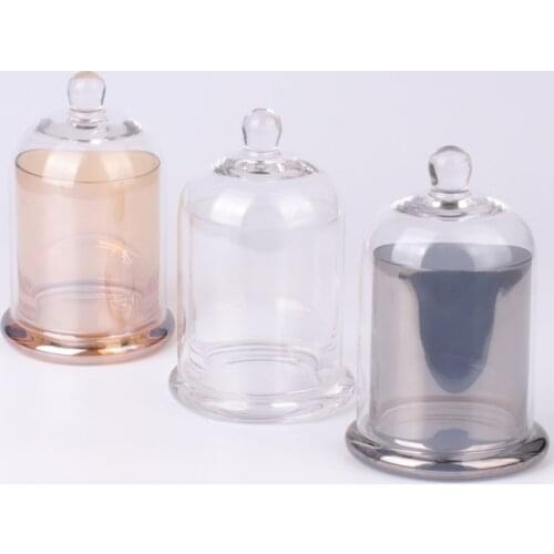 Crystal Glass Incense Jar Candle, Immortalized Flower Glass Candlestick with Cover, Decoration Golden Bell Jar Handmade Crafts