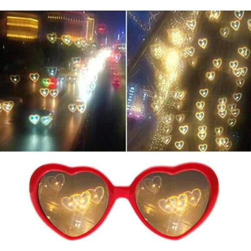 Magical Heart Effect Glasses Heart Shaped Sunglasses PC Frame Adult Glasses Light Change Into Heart Magical Cute Effect Xmas New