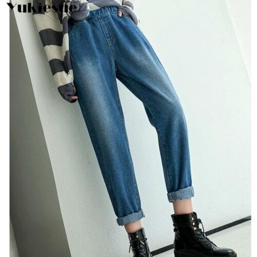 Mom Jeans Blue S-5XL Plus Size Ankle-length Cargo Pants 2020 New spring Casual Straight Jeans Women Clothing Feminina jean