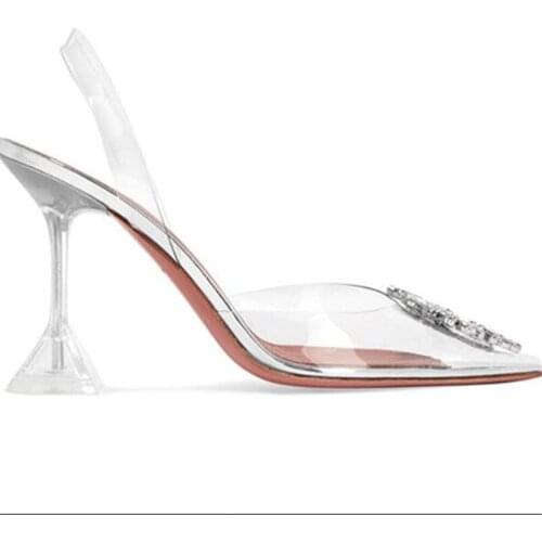 Woman Silver Rhinestone Wedding Shoes High Heels Party Shoes Summer Height Heels Sandals