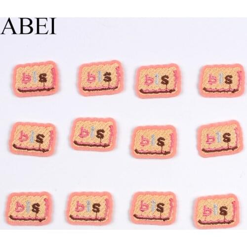 10pcs Mini Cookies Patch Cartoon biscuit Stickers Cute Cake Appliques DIY Iron On Garments Bags Shoes Apparel Badge
