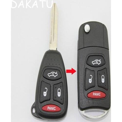 DAKATU New Modified Flip Folding Remote Key Shell Case For Chrysler 300C Sebring Jeep Compass Wrangler Dodge 3+1 Button Fob Key