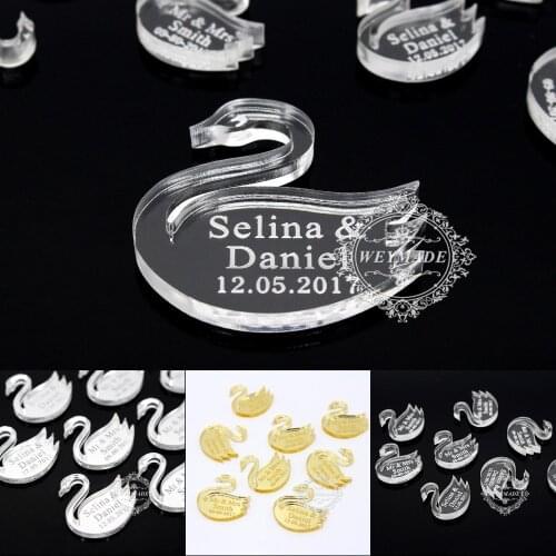 50* Personalized Wedding & Engagement Mr & Mrs Table Decorations Swan Baby Shower Centerpieces Anniversary Birthday Party Decor