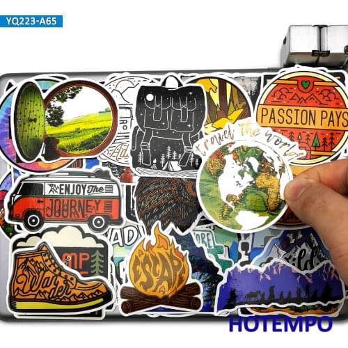 60pcs Travel Adventure Camping Outdoor Enjoy Journey Explore Wilderness World Stickers for Mobile Phone Laptop Suitcase Stickers