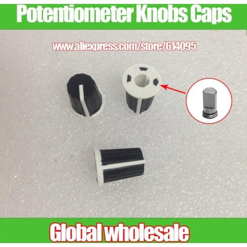 5pcs black Rotary Potentiometer Knobs Caps / Hole 6mm Soft Rubber D Hole 270 Degrees Indicator / Switch Adjustment