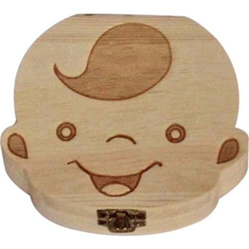 Wooden Kids Baby Tooth Box Organizer Milk Teeth Wood Storage Baby Teeth Box For Boy Girl Save Teeth Umbilical Cord