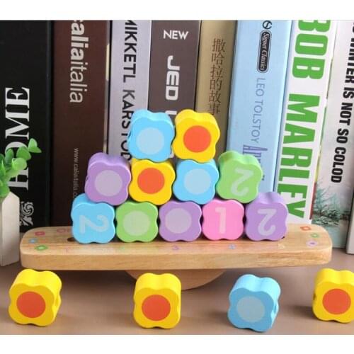 Wooden Beading Balance Blocks Toys For Children Color Number Learning Education Toys Balance Training Wooden Blocks Toy