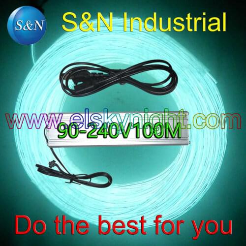 Snow white100M Flexible Wire Rope Tube Neon Light with100-240VACinverter for holiday,party,festival and house decoration