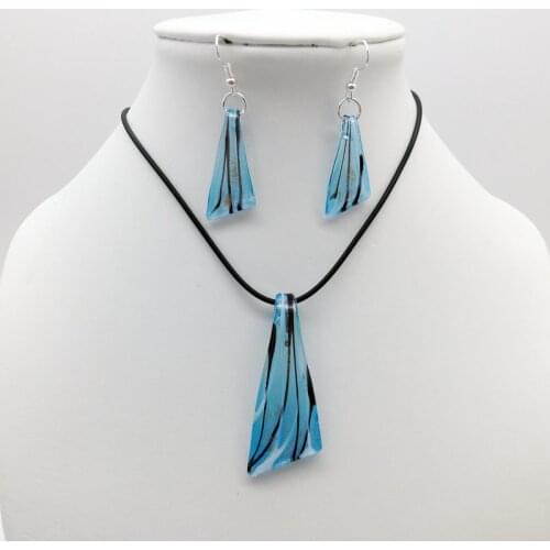 Hot sale Fashion 6 Set Baroque Art Lampwork Murano Glass Pendant Necklace Earrings Jewelry Set Wholesale N-048