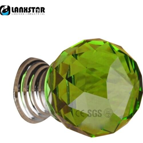 Emerald Green Crystal Glass Furniture Jewelry Box Kids Room Door Used Pull Handle Knobs
