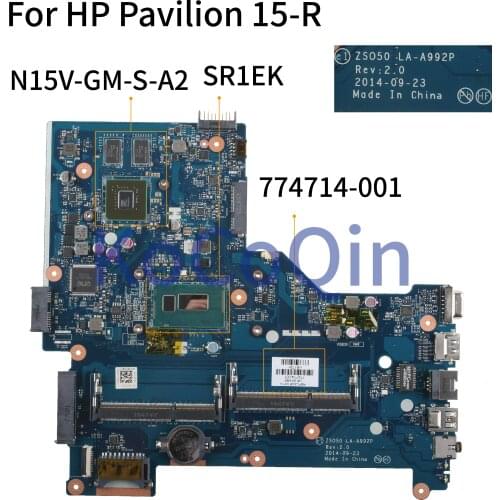 KoCoQin Laptop motherboard For HP Pavilion 15-R 250 G3 I3-4005U Mainboard 776078-001 776078-501 774714-001 LA-A992P N15Y-GM-S-A2