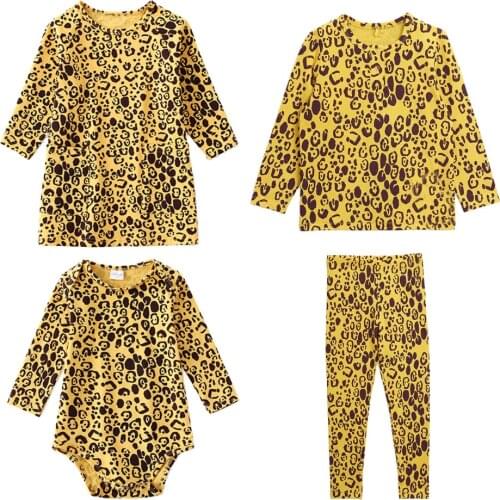 Fashion Unisex Leopard T-shirt Children Boys Long Sleeves Autumn Tees Baby Kids Cotton Tops and Leggings For Kids Girls Clothes