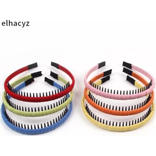 2Pcs Fashion Simple Hairband With Teeth Solid Cloth Hair Comb Headband Headdress Girls Hair Hoop Women Headwear Hair Accessories