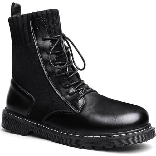 Motorcycle Boots Men Winter Shoes Warm Waterproof Men Leather Boots Footwear Men Casual Shoes High Top Martin Boots A974