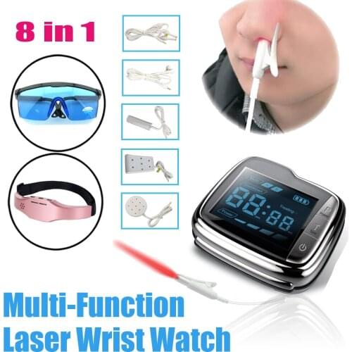 LASTEK 8 in 1 Health Kit Hyperlipidemia Laser Watch + 5 ENT Pain Treatment Accessories + 650nm Goggles + Head Sleep Aid Massager