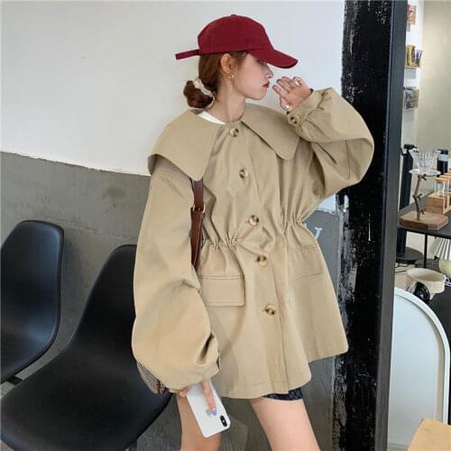 2021 new Korean loose windbreaker womens medium and long short coat womens spring and autumn fashion versatile high street