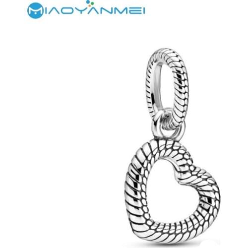 2020 Autumn New 925 Sterling Silver Snake Bone Pattern Love Dangle Charms Fit Original Pandora Bracelets Women DIY Gift