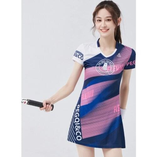 New Style Badminton Dress Female Slim Short-sleeved Quick-drying Tennis Training Competition Uniform