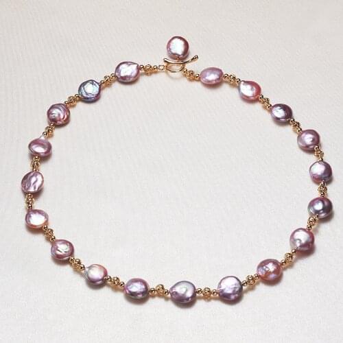 Real Natural Freshwater Baroque Button Shape Pearl Necklace Fashion Jewelry Nice Party Wedding Gift 2pcs/lot