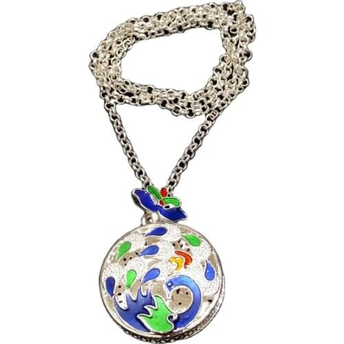 China Tibetan Silver Cloisonne goose Pendant