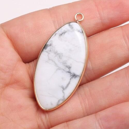Natural Stone Pendants Equine Type Semi-precious Stone Edging Pendant Necklace Pendant for DIY Jewelry Making Size 20x45mm