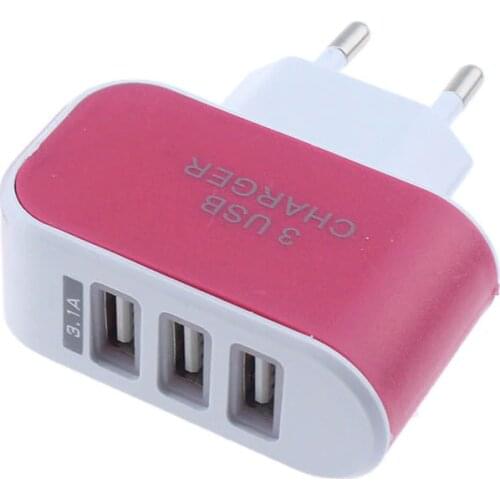 Portable 3.1a Triple Usb Port Wall Home Travel Ac Charger Adapter Mobile Phone Chargers For Samsung Eu Plug For Iphone