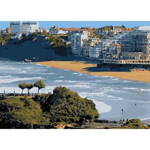 MaHuaf-j296 France Aquitaine Biarritz coast beach painting by numbers paint canvas for home decor
