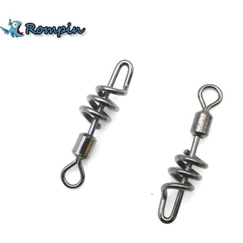 Rompin 20PCS/lot Rolling swivel with screwed snap Ball Bearing rolling Swivel Solid Ring Fishing Connector Fishing Hook