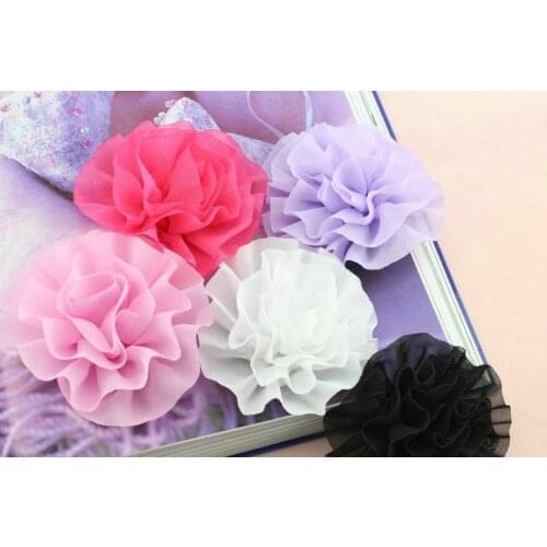 40pcs elegant frilly Chiffon handmade Rose fabric rosette for DIY craft accessories Hairbow Supplies, Wholesale Flowers