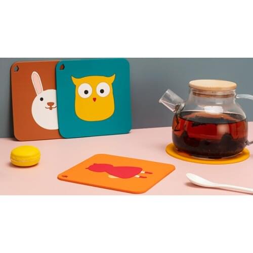 Cartoon Animal Shape Silicone Coaster Coffee Table Cup Mats Pad Heat Insulation Cup Pads Placemat Kitchen Accessories Hot
