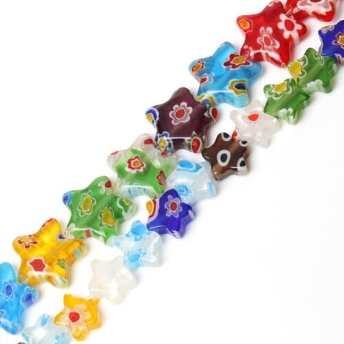 Star Shape Mixed Flower Patterns Millefiori Glass Lampwork Loose Spacer Beads for DIY Crafts Jewelry Making Findings 8/10/12mm