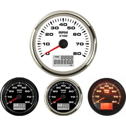 1pc New Type 0-8000RPM Motorcycle Tachometers 85mm Rev Counter Gauges with Hourmeters Yellow or Orange Backlight for Car Ships