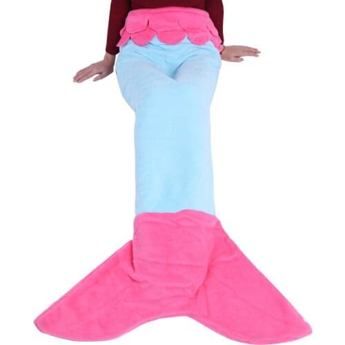 Warm Thick Fleece Winter Blanket Kawaii Mermaid Tail Sleeping Bag Wearable Kids Adult Snuggle Blankets Throws for Bed Sofa Car