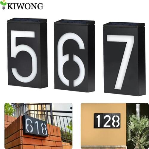 Solar Address Number Plate Sign Lamp Solar Powered House Number Doorplate Lamps 6 LED Lights Hotel Door Digital Solar Light