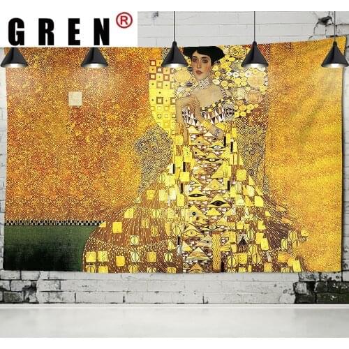 GREN Tapestry Art Oil Kiss Gold Wall Rugs Wall Hanging Fabric Mural Background Cloth Towel Beach Fabric Blanket Dorm Home Decor