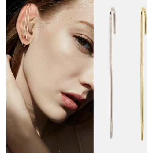 ANDYWEN 925 Sterling Silver Ear Thread Ear Pin Plain Ear Cuff Long EarBar Earring Women 2019 Cuffs Jewelry Luxury Accessories