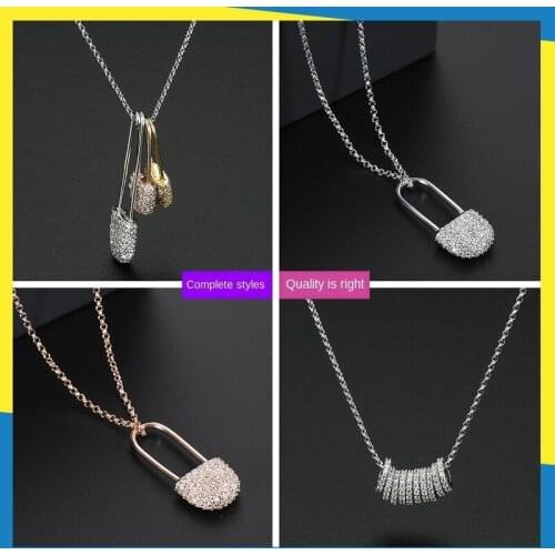 2020 new pin diamond necklace ins classic simple buckle elegant and elegant temperament retro clavicle chain women brand jewelry