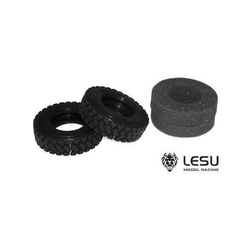 1Pair 1/14 LESU Upgraded Rubber Tires for RC Tractor Truck TAMIYA TH02595-SMT5