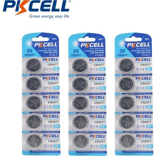 15pcs PKCELL CR2477 3V lithium batteries DL2477 ECR2477 LM2477 KCR2477 CR 2477 Button Coin Cell battery Lithium batteria
