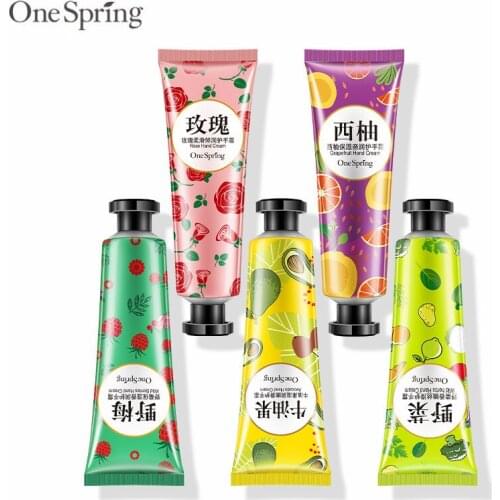 OneSpring 5pcs/lot Hand Creams Set Hand Lotions Fruit Plant Hand Care Anti Chapping Anti Aging Whitening Moisturizing Nourishing