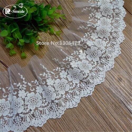 5yards/ Lot Width 11cm White Cotton Wire Embroidered Lace Fabric DIY Handmade Lace Materials, Clothing Accessories Lace RS1099
