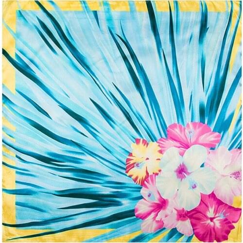 60cm * 60cm Spring new plant flowers leaves Ms. simulation silk scarf small square