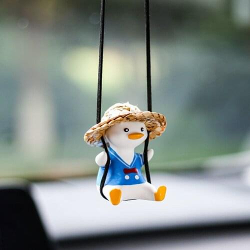 Car Rearview Mirror Anime Pendant Decoration Swing Little Duck Auto Interior Decoration For Car Products Interior Accessories