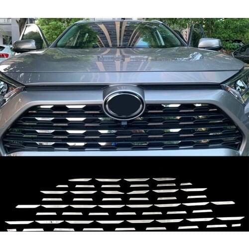 CAR STYLING CHROME FRONT GRILLE TRIM GARNISH COVER STICKERS FOR TOYOTA RAV4 2019 2020 ACCESSORIES