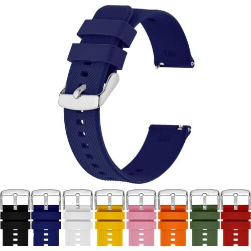 BISONSTRAP Watchband 18mm~22mm Silicone Watch Strap Men Women Replacement Band Rubber Bracelet Stainless Buckle