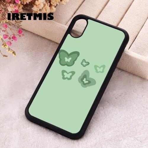 Iretmis 5 5S SE 2020 Phone Cover Case for iPhone 6 6S 7 8 Plus X Xs XR 11 12 Mini Pro Max Rubber Silicone Mini Green Butterfly