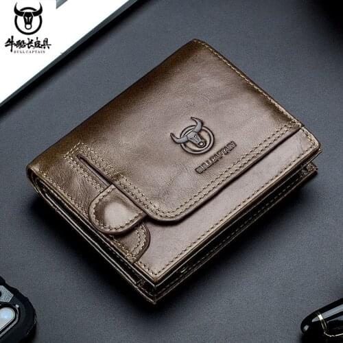 Mens Wallet First Layer Cowhide Male Leather Multi-function Coin Purse Photo Holder Card Holder