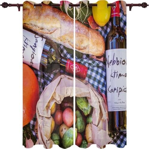 Food Fruit Vegetable Wine Large Curtains For Living Dining Modern Simple Curtains Finished Curtains For Dining Room Bedroom