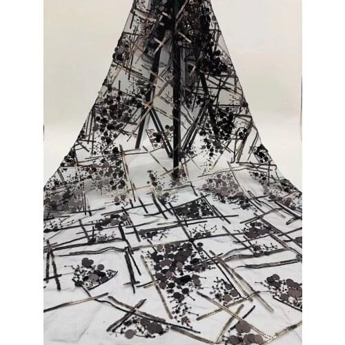 French African sequined lace fabric High-quality lace embroidery at the 2021 wedding ceremony Nigerian net lace fabric D3739