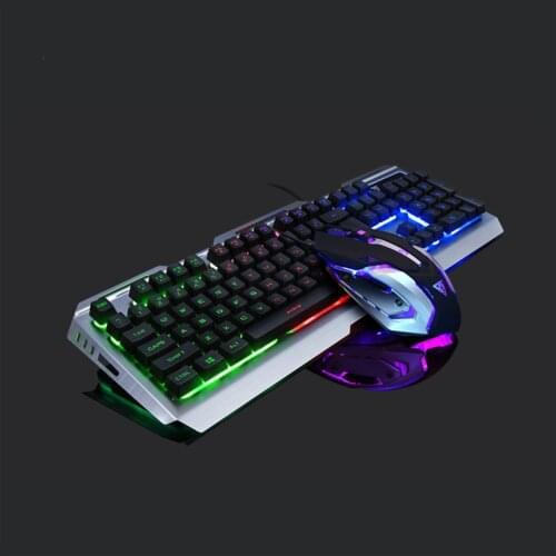 USB 104 Key Mechanical Feel Gaming Keyboard Combos Wired Optical Mouse Keyboard Set with LED Backlight for Gamer Computer Laptop